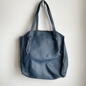 Foley + Corinna Tye Blue Leather Perforated Tote Shoulder Bag